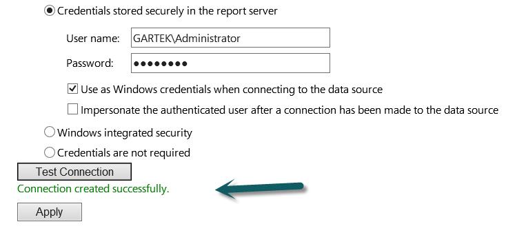 SSRS Data Source Connection