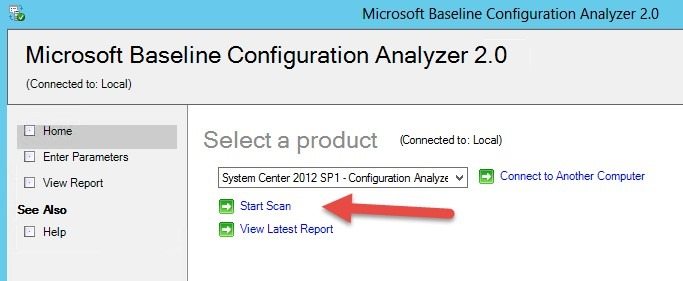 Microsoft Baseline Configuration Analyzer - Start Scan