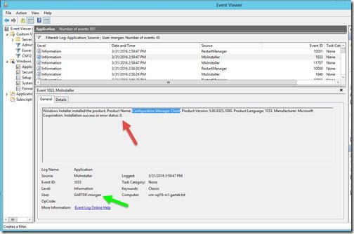 Determine Who Installed the ConfigMgr Client from Event Viewer-Event Viewer