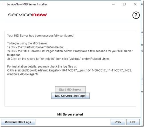 ServiceNow MID Server - Started
