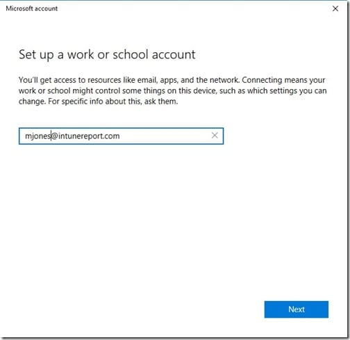 Enable Intune - Email Address