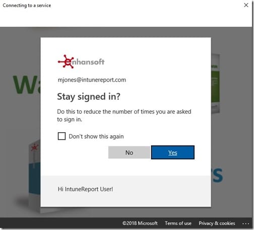 Enable Intune - Stay Signed In