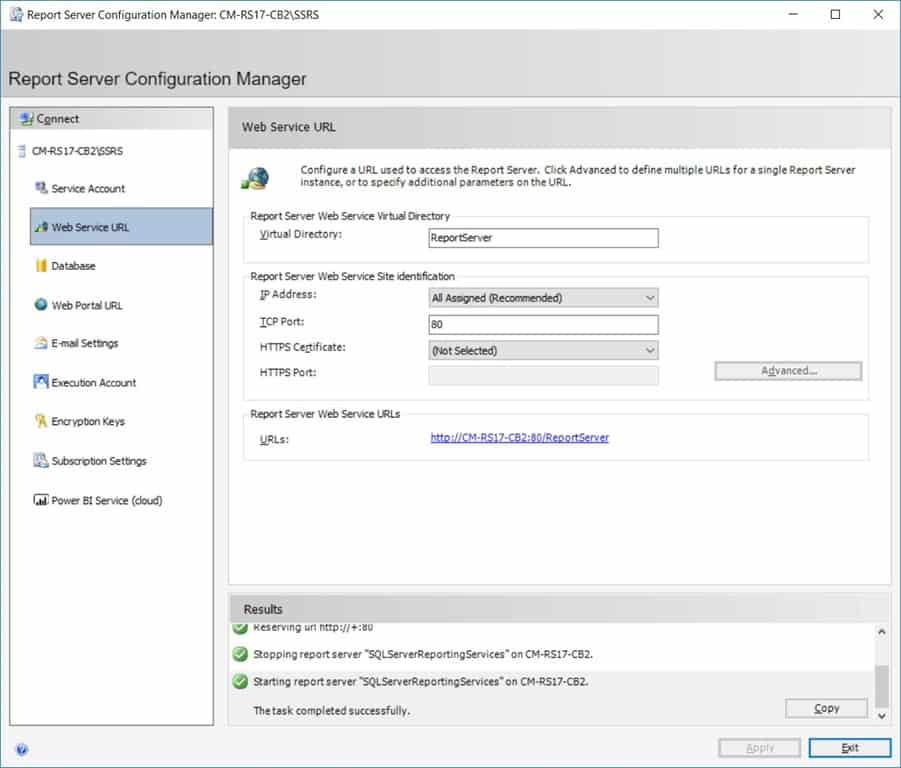 sql server reporting services url