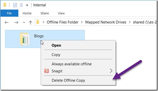Windows 10 Offline Files - Delete Cached Copies - Delete Offline Copy