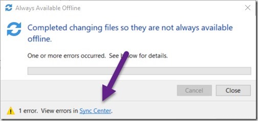  Windows 10 Offline Files-Sync Status-Link