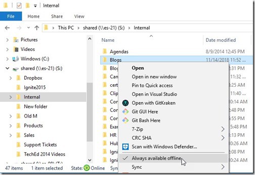 Windows 10 Offline Files - Turn Off