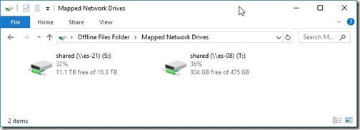 Windows 10 Offline Files - View Offline Files - Mapped Network Drives