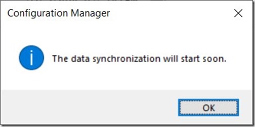 Add Tables to the ConfigMgr Data Warehouse - OK Button