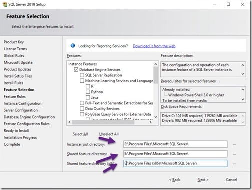 SQL Server 2019 - Feature Selection