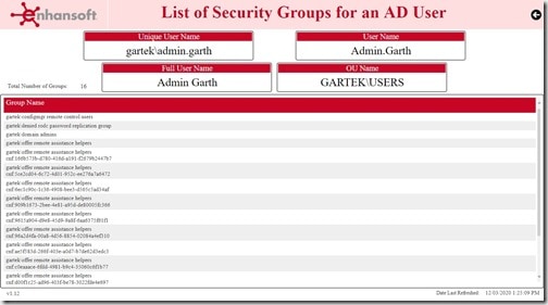 Nested AD Security Groups - List of Security Groups for an AD User - Power BI