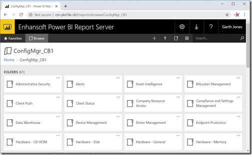 Power BI Report Server as a ConfigMgr Reporting Services Point - Enhansoft Power BI Report Server-Folders