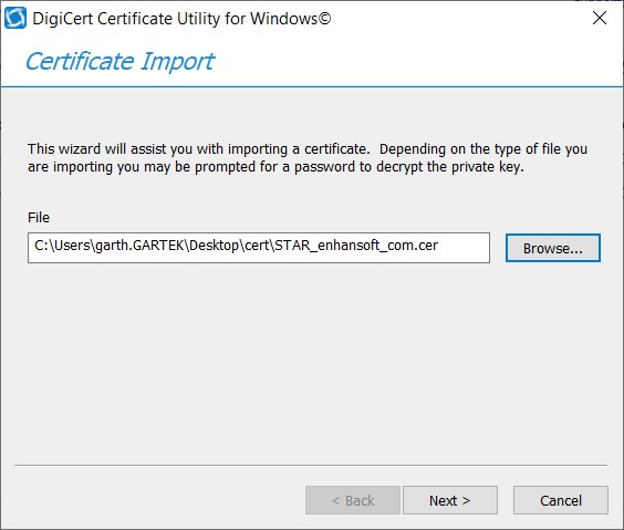 Certificate Import