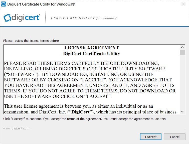 PFX Certificate - License Agreement