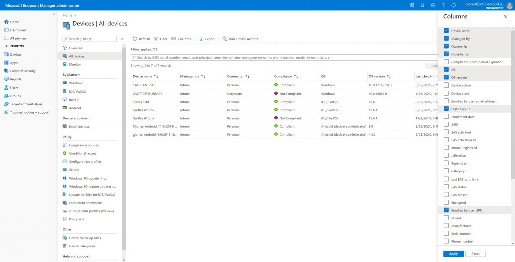 MEM Intune and Power BI - Columns