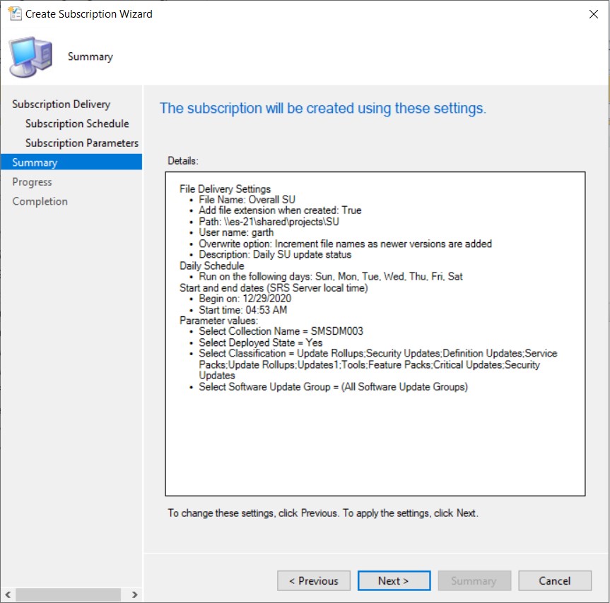 Abbonamento alla condivisione file di Windows - Riepilogo