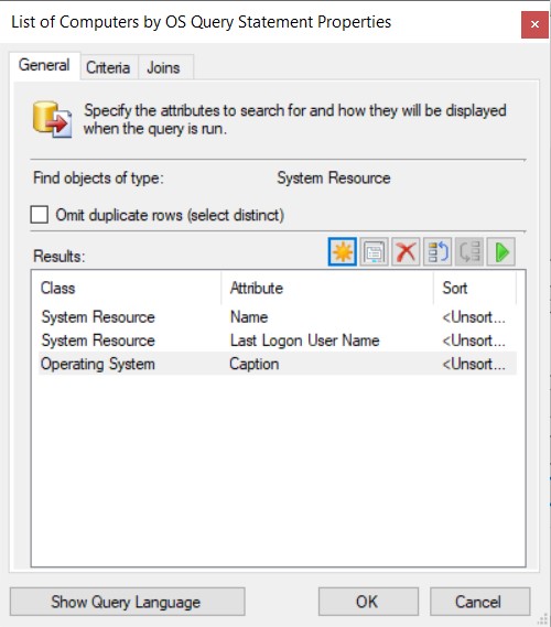 Prompted WQL Query - Query Statement Properties