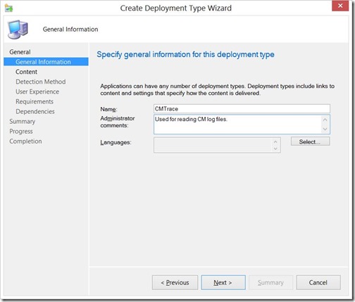 Application Model - CMTrace-General-Deployment Type