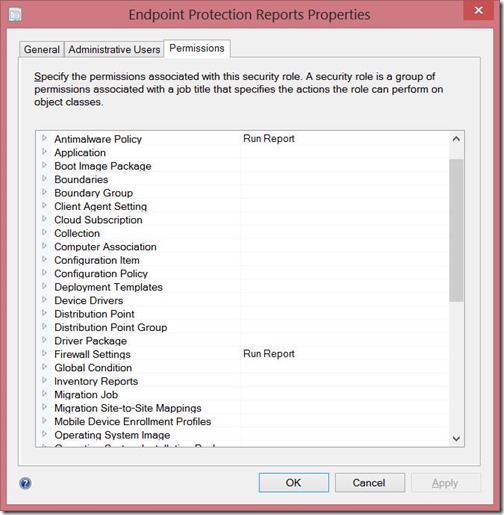 Endpoint Protection Reports Properties Endpoint Protection Reports Properties