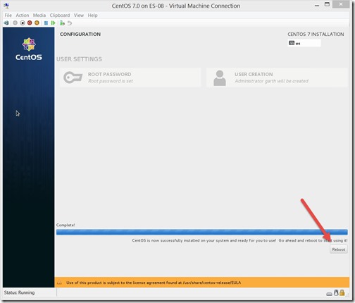 How to Install a CentOS 7 Linux Virtual Machine-Reboot