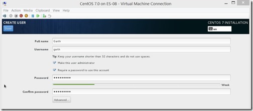 How to Install a CentOS 7 Linux Virtual Machine-Set User Details