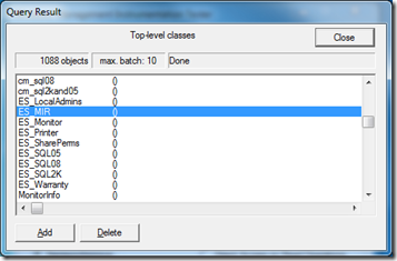 Deleting a WMI Class - Query Result